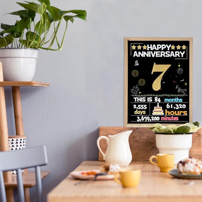 Joycard 7th Anniversary Card for Women Men, Gold Wedding Card for Wife Husband, Sweet Marriage Decorations Gifts for Couple, Perfect for Her Him on Anniversary Day, Back in 2018