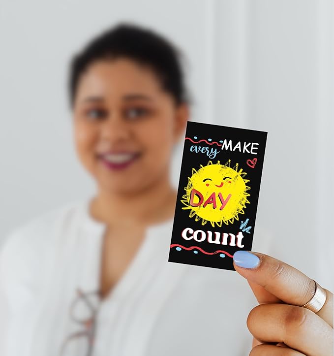 Iconikal Inspirational, Motivational, Gratitude, Appreciation, Kindness & Encouragement Sayings Mini Quote Cards, Blank Back, 200-Count