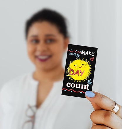 Iconikal Inspirational, Motivational, Gratitude, Appreciation, Kindness & Encouragement Sayings Mini Quote Cards, Blank Back, 200-Count