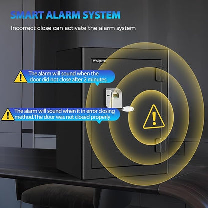 WASJOYE Fingerprint Biometric Safe Box Fireproof - Fingerprint Safe Box with Fireproof Lock Box, 2.5 Cubic Feet Fingerprint Safe for Home Office Hotel Jewelry Cash Documents Valuables Storage