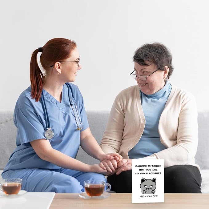 Funny Fuck Cancer Encouragement Fell Better Card Gift, Cute Cancer Get Well Support Card for Him Her, Sympathy Thinking of You Gift
