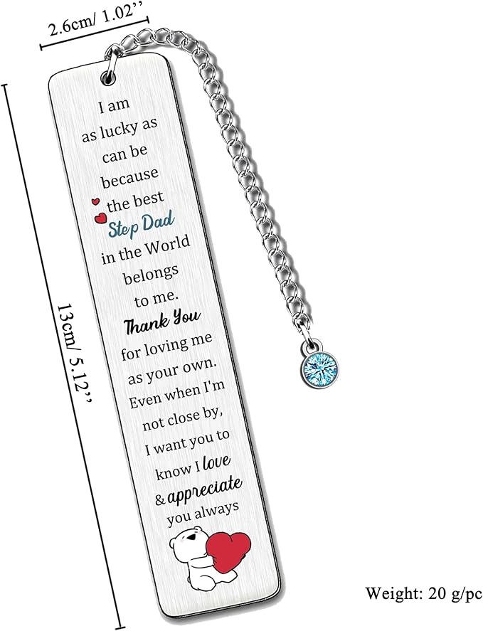 Step Dad Bookmarks Fathers Day Gifts Bookmarker Birthday Retirement Appreciate Love Quotes Keepsakes Personalised Thank You for Loving Me as Your Own Christmas Thanksgiving Men Book Lover Accessory