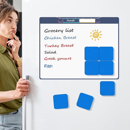 MaxGear Dry Erase Erasers, 24 Pack Magnetic Whiteboard Erasers for Classroom, Mini Whiteboard Cleaning Pads, Chalkboard Wiper Teacher Supplies for School, Office, Home （Blue, 2 x 2 Inch