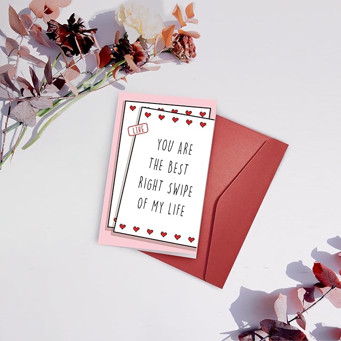 SuperShunhu Swipe Dating Card, Met Online Dating Anniversary Card for Him Her, Funny Valentine's Card for Online Dating Couple, Dating App Right Swipe Love Card