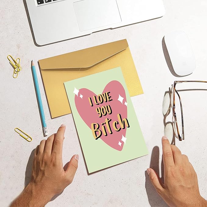 Funny Galentine's Day Card, I Love You Bitch Card, Friend Birthday Card, Love Card for Bestie, Friendship Card for Lady Girl, Valentines Card for Best Friend