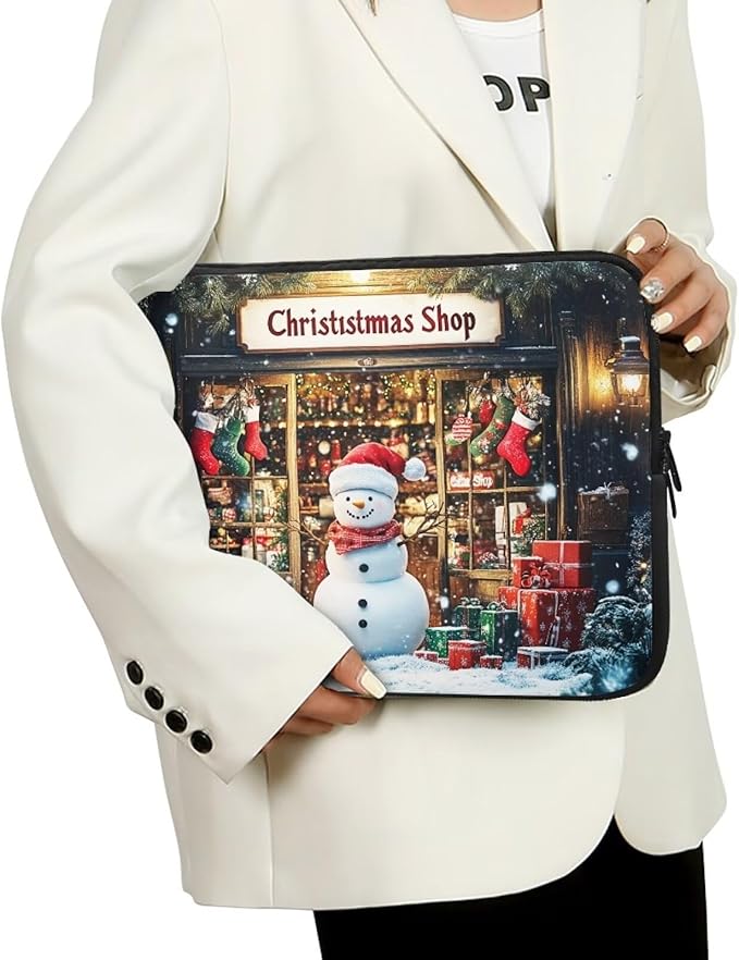 Christmas Snowman Laptop Sleeve Case for Women Laptop Protector Lightweight Computer Sleeve 17 inch Suitable for Girls Boys Tablet Bag Laptop Accessories