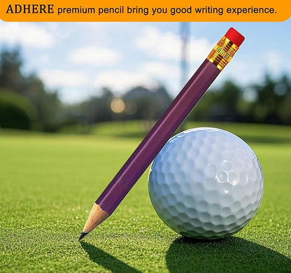 Adhere 25pcs Golf Pencils with eraser Hexagon Wooden Pencils Graphite 2B for Golf Event Scoring,Classroom,Wedding,Company Meetings,Pew, Pocket(Purple)