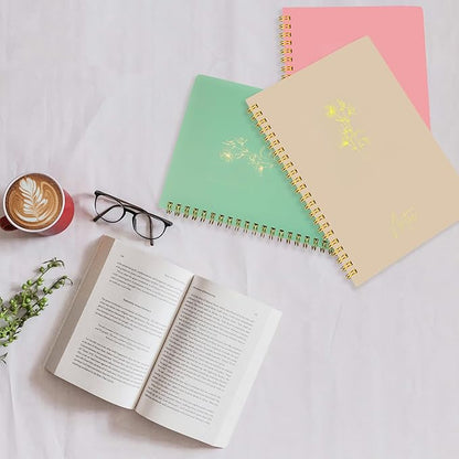 Spiral Notebook Journal For Women & Men College Ruled Notebook With Large Pockets And Lined Pages - Perfect to Stay Organized and Boost Productivity at Work or Note Taking (Off-White)