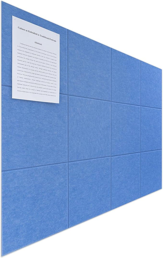 Large Felt Bulletin Board(48" x 36"),Cork Board Alternative,12 Pack Felt Wall Tiles with Safe Removable Adhesive Tabs,Notice Pin Board/Message Board/Vision Board for Office, School & Home