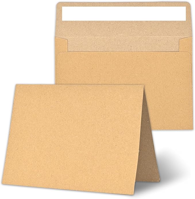 30 blank cards and envelopes each, thank you blank greeting cards and envelopes, brown A4 blank cards, 4x6 envelope invitations, suitable for printing custom, suitable for various occasions DIY