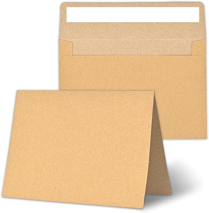 30 blank cards and envelopes each, thank you blank greeting cards and envelopes, brown A4 blank cards, 4x6 envelope invitations, suitable for printing custom, suitable for various occasions DIY