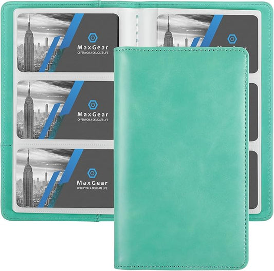 MaxGear Business Card Organizer, 240 Cards Book Portable Business Card Holder for Men & Women, Professional PU Credit Cards Binder File Storage, Turquoise