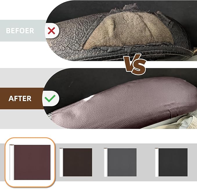 CHEIGHY Leather Repair Kit Self Adhesive Leather Repair Patch for Furniture 15.7X78.7 inch Vinyl Repair Kit for Couches Car Seats Sofa Office Chair Belt Jackets (Coffee)