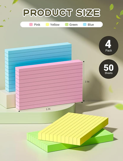 3x5 Index Cards, Colored Index Cards, 200 PCS Note Cards 3x5 Flash Cards, 180GSM Heavy Notecards 3 x 5 Lined, 3 by 5 Pink Index Card Ruled Bulk Pack of Note Cards Flashcards for Studying Taking Notes