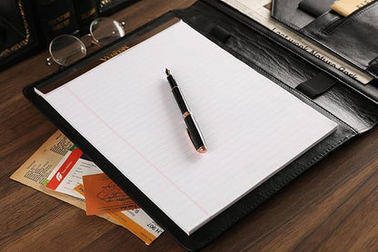 Personalized Leather Portfolio for Lefty, Engraved Leather Notepad Portfolio Binder, Custom Leather Legal Pad Padfolio, Christmas Gift for His/Her (Notepad, Black-Custom)