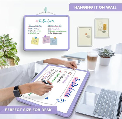 Small Double-Sided White Board Dry Erase Board For Wall, 14"x11" Hanging Whiteboard for Door, Mini Dry Erase Board with a black dry erase marker, Small Whiteboard for Kids Students, Back To School, Pu