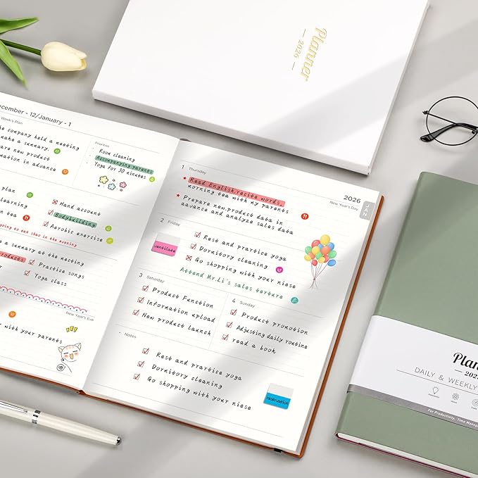 AHGXG 2026 Planner, Weekly and Monthly, Large A4 8.5"x11", Planner 2026-2027, Calendar 15-Months Jan 2026 - Mar 2027, Vegan Leather Softcover, Inner Pocket, Sage Green