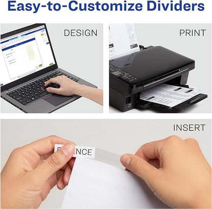 Avery Extra-Wide Big Tab Insertable Dividers for 3 Ring Binders, 5 Tab Sets, White Paper, Clear Tabs, Works with Sheet Protectors, 6 Sets (41121)