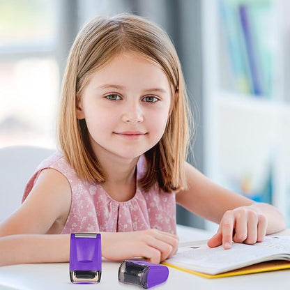 Sherr 2 Handwriting Line Stamp Roller Dashed Handwriting Lines Practice Roller Stamp for Kids, Teachers Kindergarten Education Classroom Back to School Need(2.72 x 2.44 x 1.54 Inch,Purple)