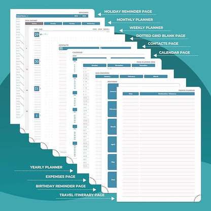 Weekly Monthly 2026 Planner (Jan.26-Dec.26),11.5"x8.5",12 Months Agenda Plan with Month Tabs & Pocket,Expenses/Note Pages, Appointment Book Calendar with Vegan Leather Cover,Light Blue