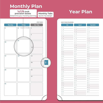 Weekly Monthly 2026 Planner (Jan.26-Dec.26),6.5"x3.75",12 Months Agenda Plan with Month Tabs & Pocket,Expenses/Note Pages, Appointment Book Calendar with Vegan Leather Cover,Rose Red