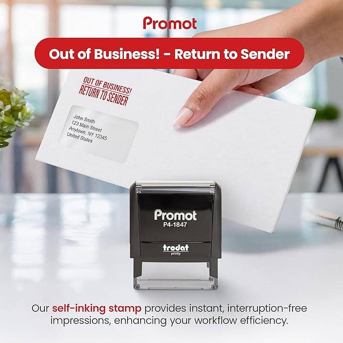 Promot Out of Business Return to Sender - Self Inking Rubber Stamp