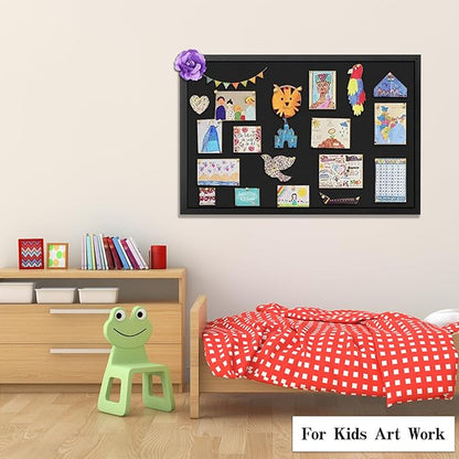 Miratino Large Bulletin Board, 23 "x17 Black Cork Boards for Walls with Frame, Pin Display Board Vision Board for Home School Office Decor