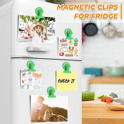 20 Pack Magnetic Clips Heavy Duty, Refrigerator Magnets, Clip Magnets Fridge, Strong Magnet Clips for Home Office Cruise (Light Green)