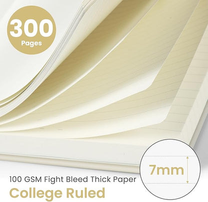 Lined Spiral Notebook Journal for Work, 300 Pages Thick B5 (7.1"x10") College Ruled Journal for Women & Writing, Hardcover Notebook for Note Taking, Perfect for Office Home School Supplies, Grey Beige