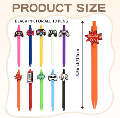 10Pcs Funny Video Game Theme Ballpoint Pens with Emotional Support for Adults Bulk for Coworkers Team Staff Funny Office Stationary (Video Games)