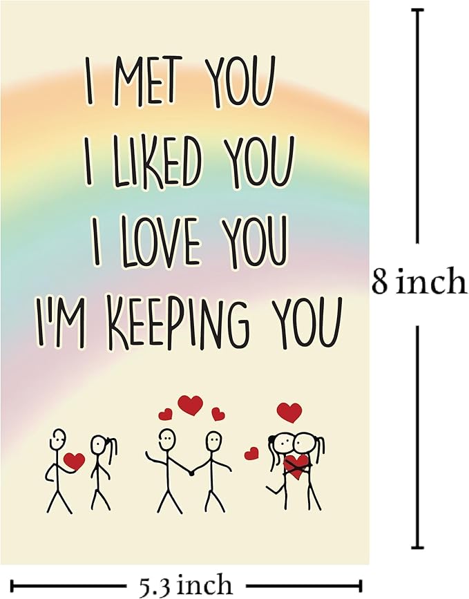 Cheerin Anniversary Day Cards for Him and Her - Romantic Greeting Card with Envelope - Sweet Birthday Card for Husband Wife Girlfriend Boyfriend