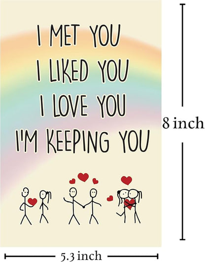 Cheerin Anniversary Day Cards for Him and Her - Romantic Greeting Card with Envelope - Sweet Birthday Card for Husband Wife Girlfriend Boyfriend