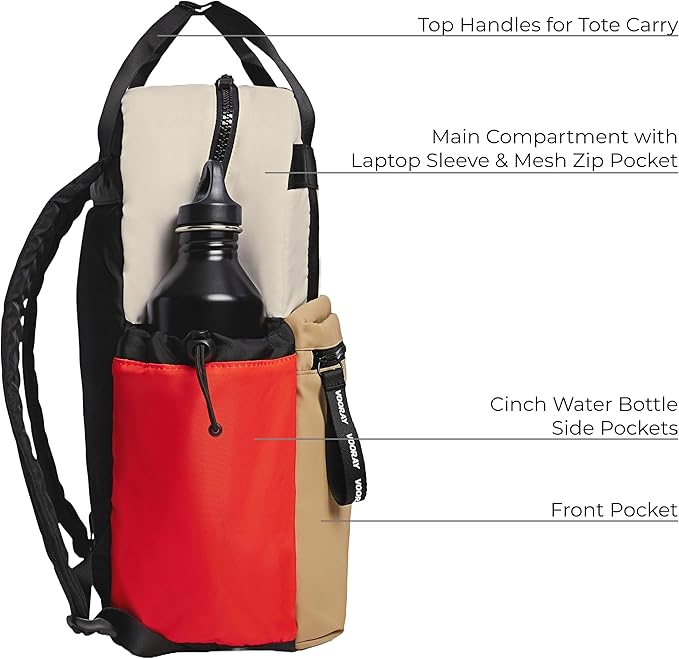 VOORAY 19L Katie Backpack – Large Travel Backpack, Gym & Sports Backpack Wild Desert, Camel Color Block