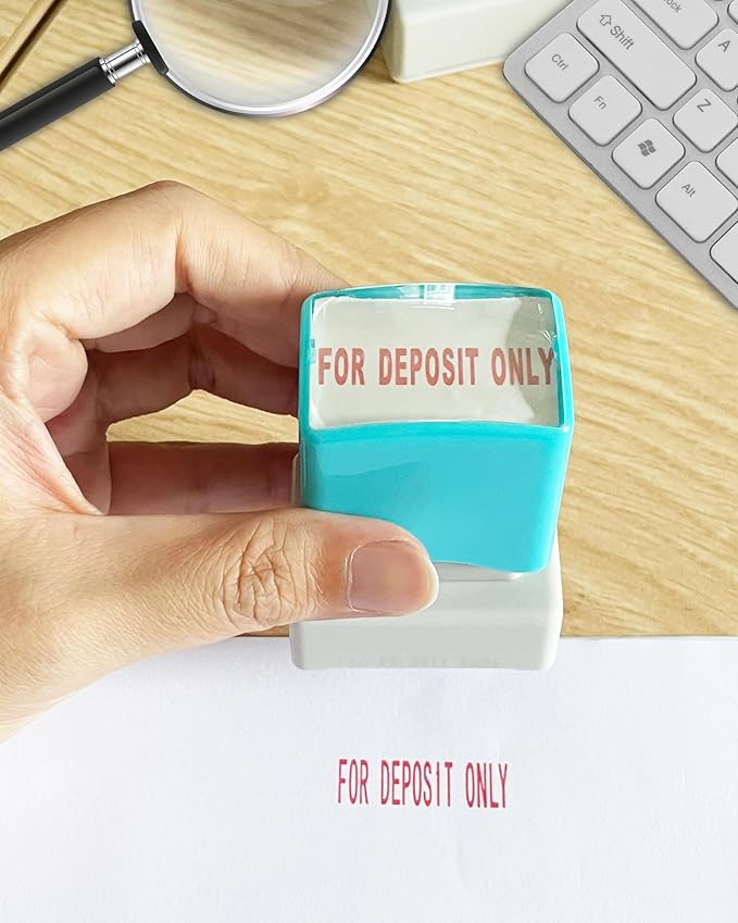 WAFJAMF for Deposit Only Stamp–Self-Inking Rubber Office Stamp Red Ink Message Stamp-Medium