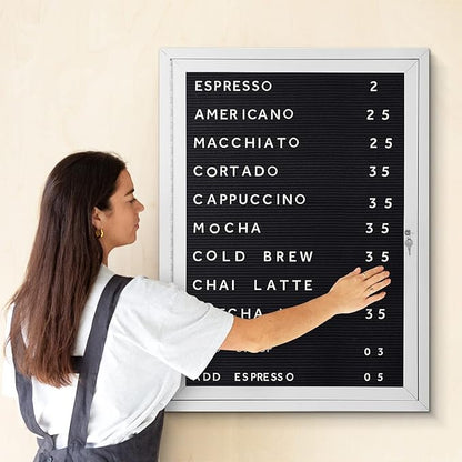 SWANCROWN Outdoor Lockable Letter Bulletin Board Shatter Resistant Display Cases Wall Mount Message Board with Swing Door,36x24 inches