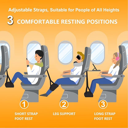 Airplane Foot Rest, Adjustable 2 Pack Airplane Foot Hammock for Plane Travel - Portable Travel Essentials, Relax Your Feet and Legs, for Long Haul Airplane Travel, Car Travel, Train and Office.