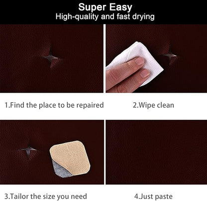CHEIGHY Leather Repair Patch for Couches Self-Adhesive Leather Repair Tape kit for Furniture Sofa Vinyl Car Seats Couch Chairs Shoes Down Jackets (Brown, 17X79 inch)