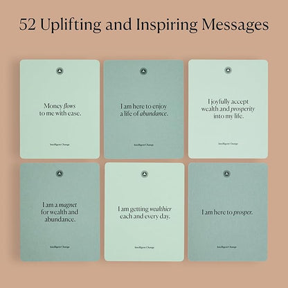 Intelligent Change Mindful Affirmation Cards for Financial Abundance, Daily Words of Inspiration, Self Affirmation Inspirational Gifts, Positive Affirmations with Display Stand, Deck of 52