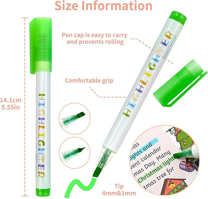 6 Pack Bright Cute Highlighters Set, 5 Fluorescent Colors,2pcs of yellow,Chisel Tip, No Bleed Bible, Quick Dry Ideal Highlighter Set great for Organizing And Coloring School Supplies
