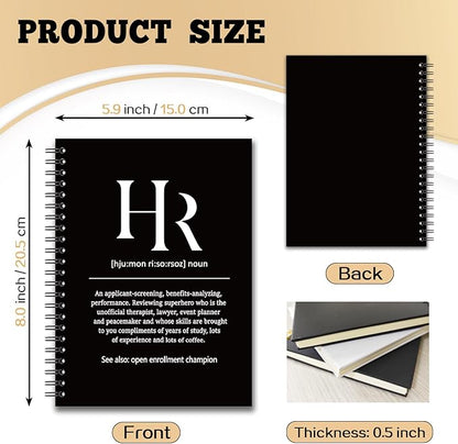 YAZMEEN Human Resources Blank Spiral Notebook（160 Pages） HR Definition Hardcover Sketchbook HR Appreciation Gift Human Resources Notebook Gift Funny Birthday Gift for HR Employee Colleague Manager