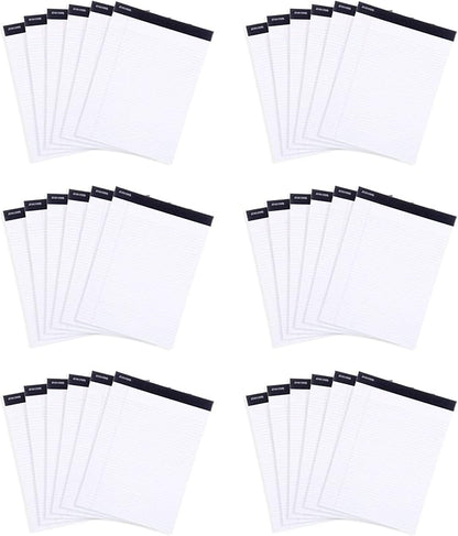 Mintra Office Legal Pads, ((xBasic, 5in x 8in, Narrow (White), 36pk (6-6pks)), Narrow Ruled, 50 Sheets per Notepad, Micro perforated Writing Pad, Notebook Paper for School, College, Office, Work