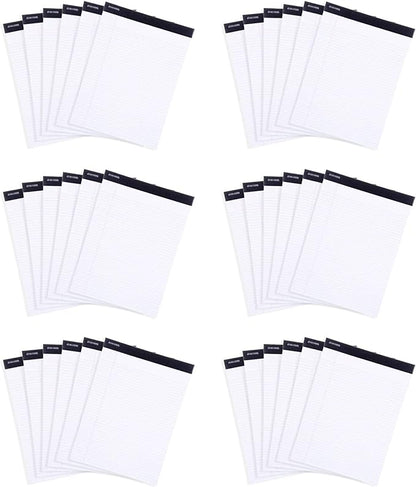Mintra Office Legal Pads, ((xBasic, 5in x 8in, Narrow (White), 36pk (6-6pks)), Narrow Ruled, 50 Sheets per Notepad, Micro perforated Writing Pad, Notebook Paper for School, College, Office, Work