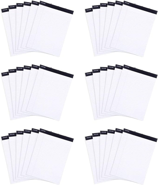 Mintra Office Legal Pads, ((xBasic, 5in x 8in, Narrow (White), 36pk (6-6pks)), Narrow Ruled, 50 Sheets per Notepad, Micro perforated Writing Pad, Notebook Paper for School, College, Office, Work