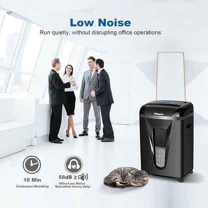 P-5 High-Security Micro-Cut Shredder (2x12mm, 58dB) – 9 Sheets, 2.4m/min, Shreds CDs/Credit Cards, 5.8Gal Bin for Home/Office