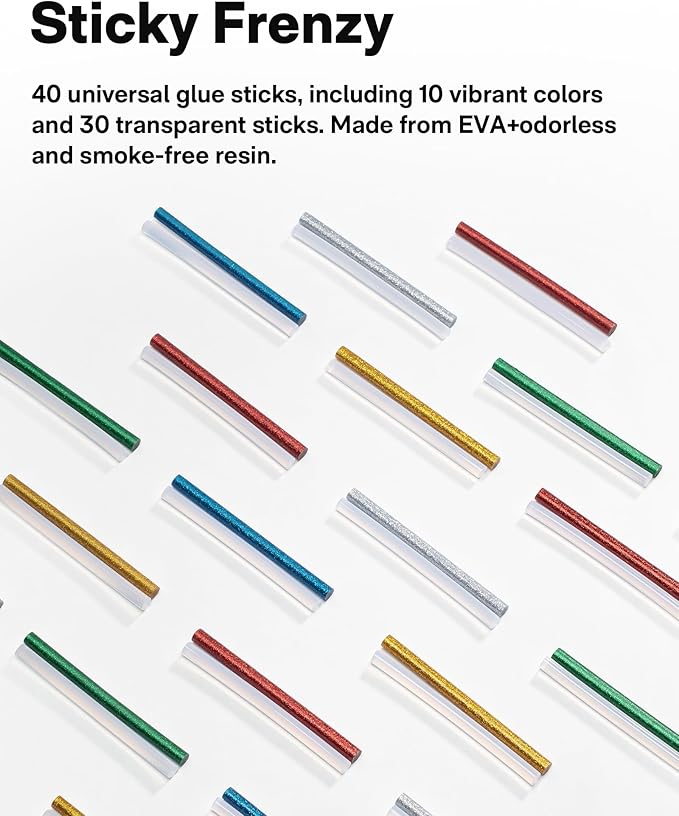 HOTO Cordless Hot Glue Gun Kit – 40 Glue Sticks, 30s Fast Preheating, 3000mAh, Dual Anti-Scald Protection & Auto Dispensing – Safe for Kids, Anti-Drip Nozzle, Perfect for DIY, School Crafts & Repairs