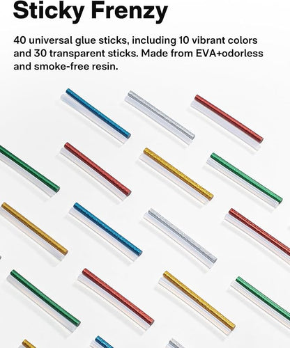 HOTO Cordless Hot Glue Gun Kit – 40 Glue Sticks, 30s Fast Preheating, 3000mAh, Dual Anti-Scald Protection & Auto Dispensing – Safe for Kids, Anti-Drip Nozzle, Perfect for DIY, School Crafts & Repairs