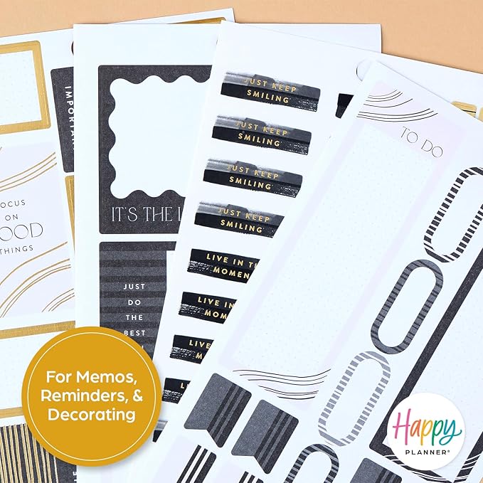Happy Planner Sticker Pack for Calendars, Journals, and Planners, Easy-Peel Stickers and Scrapbook Accessories, Classic Size, Modern Impression, 30 Sheets, 702 Total Stickers
