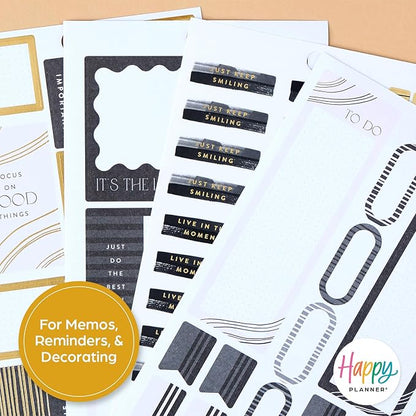 Happy Planner Sticker Pack for Calendars, Journals, and Planners, Easy-Peel Stickers and Scrapbook Accessories, Classic Size, Modern Impression, 30 Sheets, 702 Total Stickers