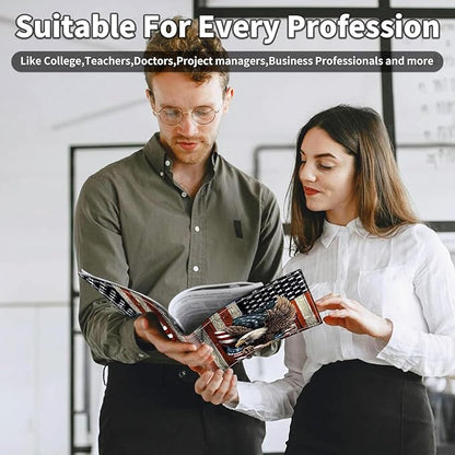 Padfolio/Portfolio Folder Clipboard,Bald Eagle with American Flag Personalized Leather Portfolio Padfolio for Men Women W/Resume Document Organizer Letter Size A4 Writing Pad Business Card Holders