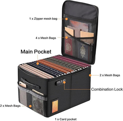 Fireproof File Cabinet with Lock, Fireproof Document Organizer Collapsible File Box Filing Cabinet with Handle for Letter Legal Folder Certifications